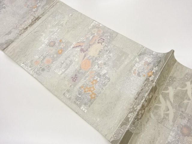 JAPANESE FUKURO OBI / WOVEN FLOWER & BIRD
